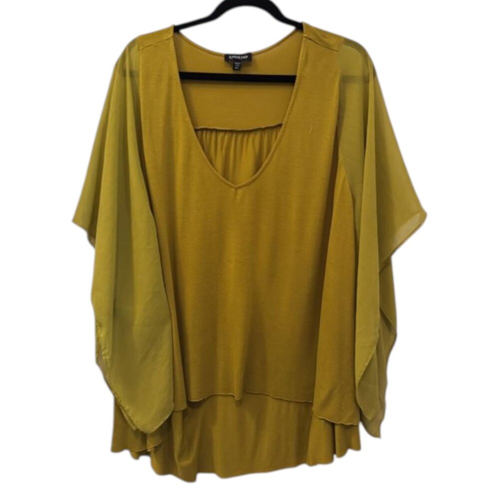 Bebe yellow v-neck poncho style top size US L